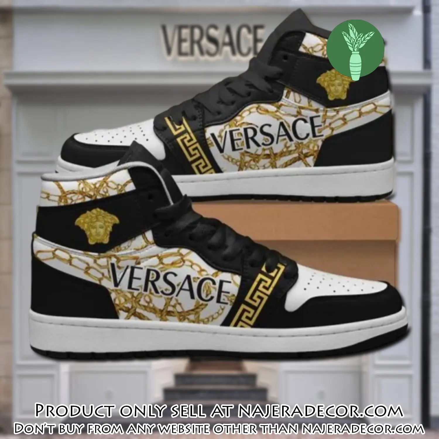 Black white gianni versace high air jordan sneakers shoes hot  gifts unisex njr1545837